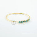 Designer Turquesa Prata Gemstone Lovely Charm Bangle Para Mulheres Em Atacado